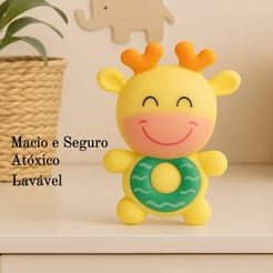 Mordedor Bebê Vila Toy Formato Rena Divertida +2M Atóxico