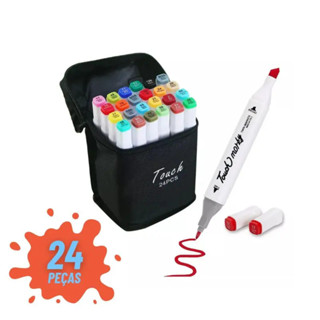 Kit De Canetas Marcador Permanente Coloridas Com Ponta Dupla em Oferta na Shopee