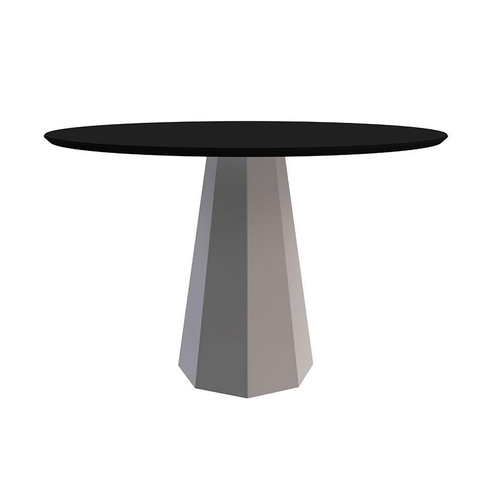 Mesa de Jantar Redonda com Tampo de Vidro Isis Preta e Off White 117 cm em Oferta na Shopee