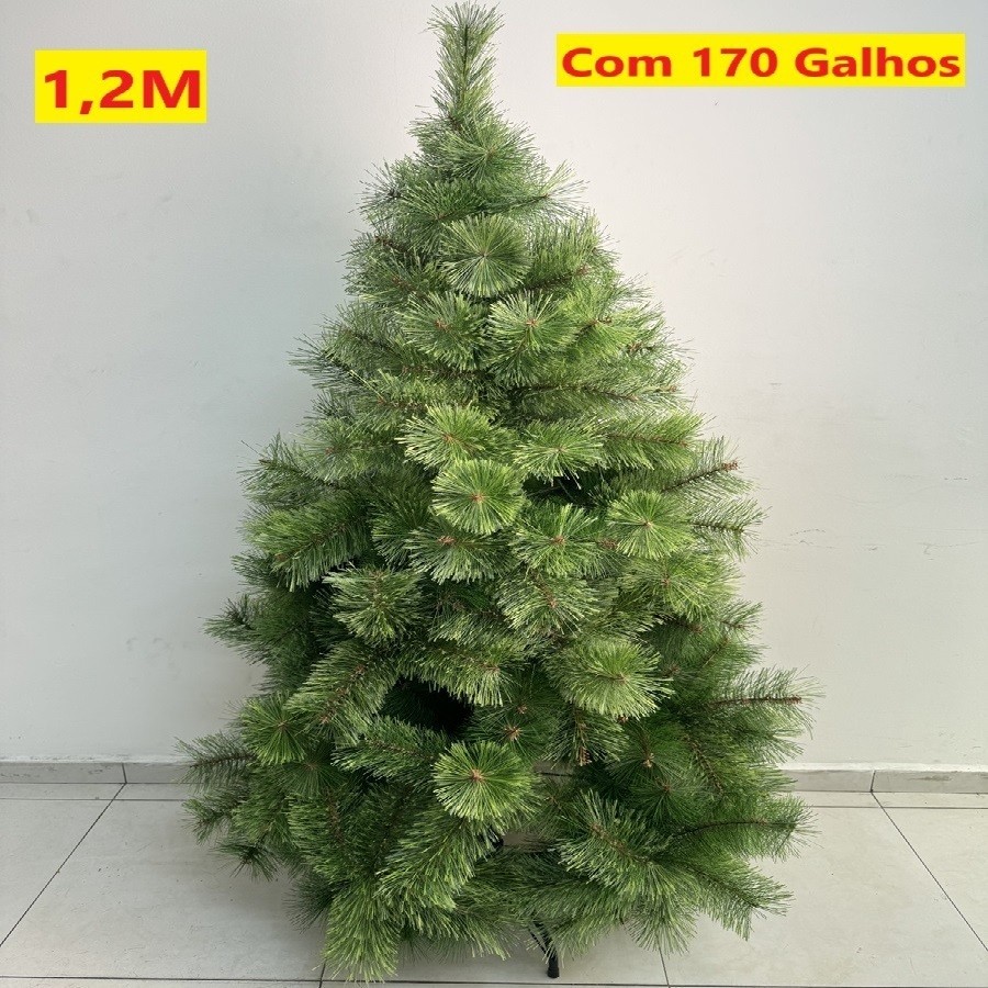 Árvore De Natal Pinheiro 1,20M Verde E 170 Galhos Apoio De Metal Decoração Natal Família Natalina