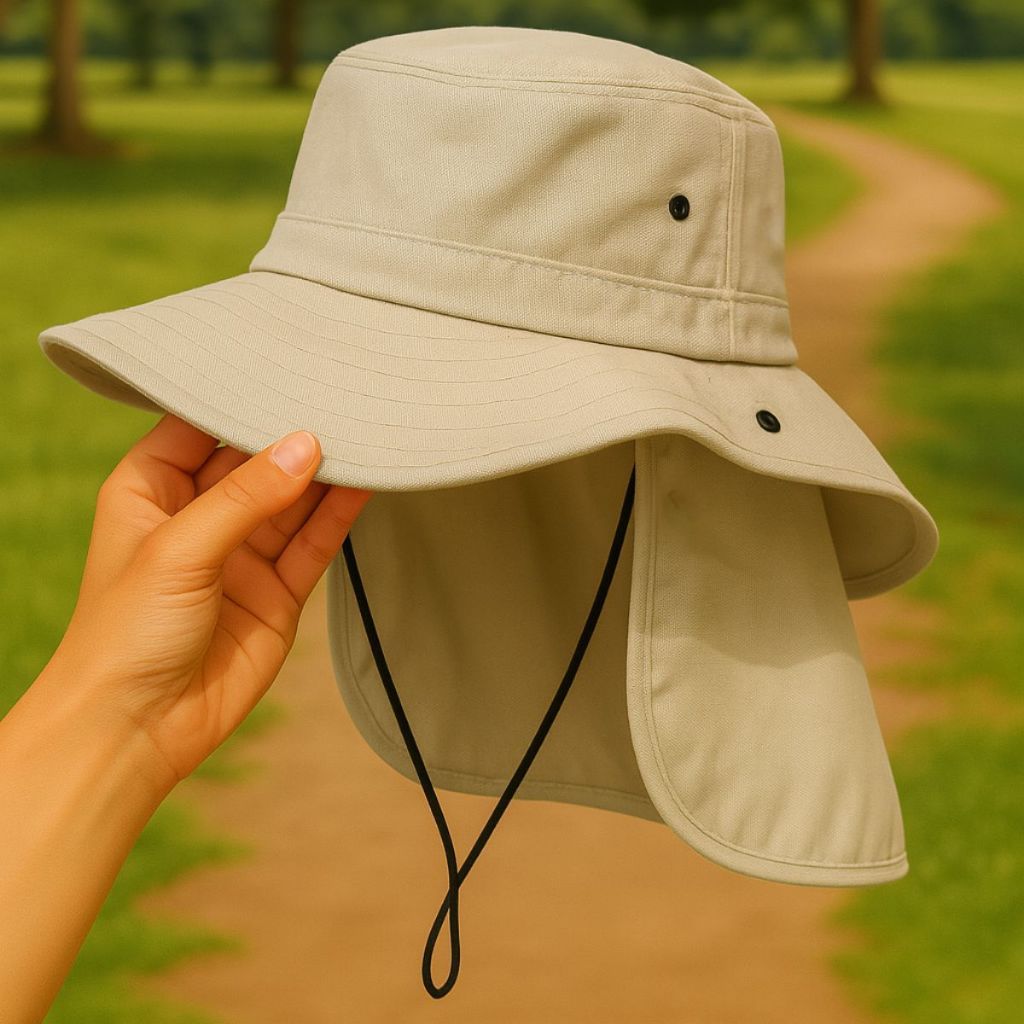 Chapéu com Protetor de Pescoço e Aba Larga – Estilo Australiano para Esportes ao Ar Livre