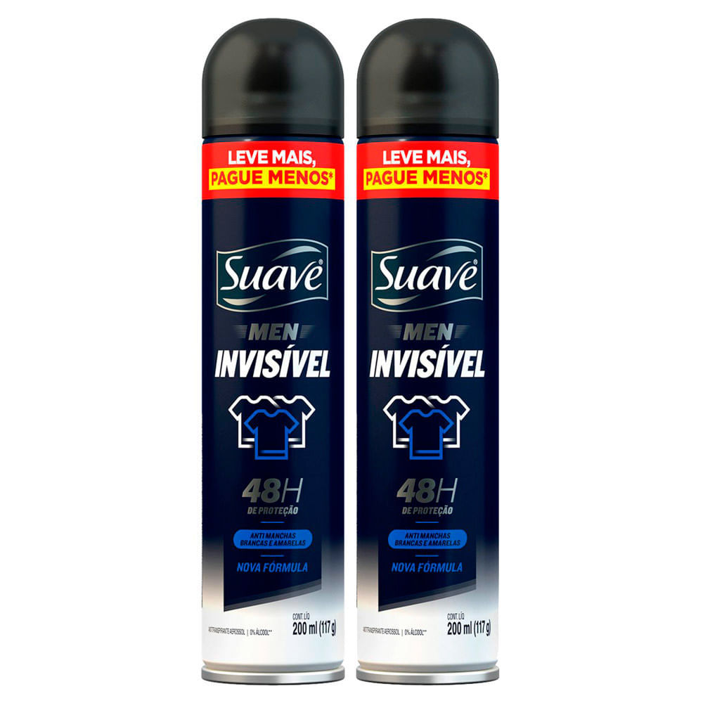 Kit 2 Desodorante Aerosol Suave Invisível 48 Horas de Proteção 200ml em Oferta na Shopee