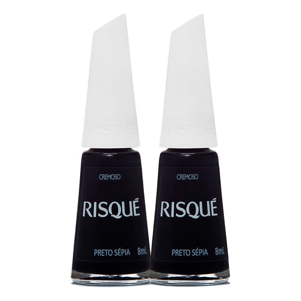 Kit 2 Esmalte Risqué Escuro Cremoso Preto Sépia 8ml em Oferta na Shopee