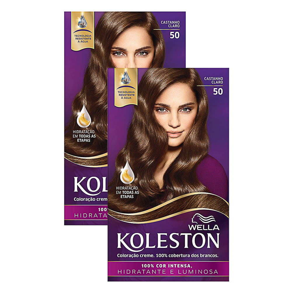 Kit 2 Tintura Creme Koleston Wella Castanho Claro 50 Kit em Oferta na Shopee