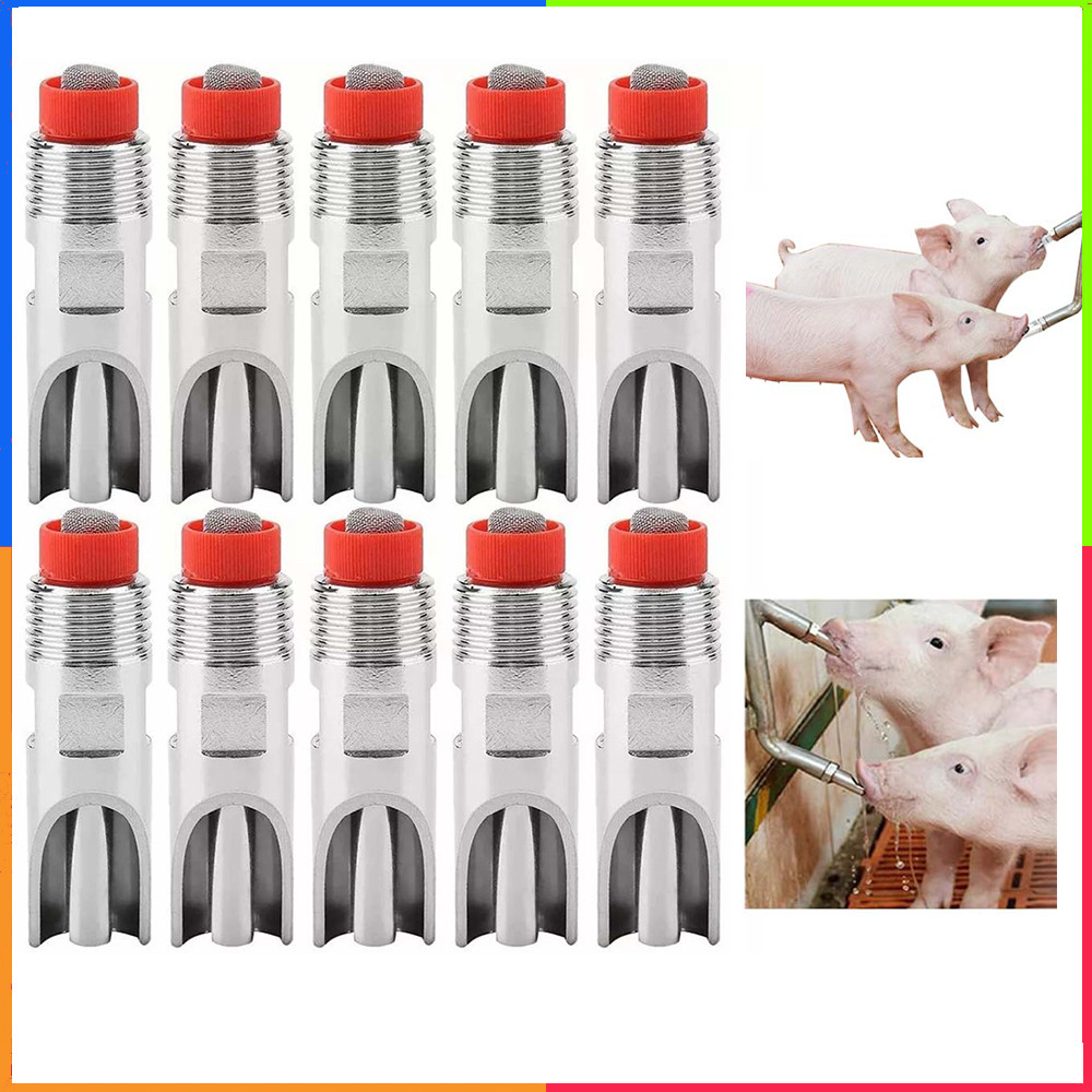 Chupeta de porco de aço inoxidável, fonte potável, 10 peças, 7*2cm, fonte saudável, ferramenta automática para beber, al