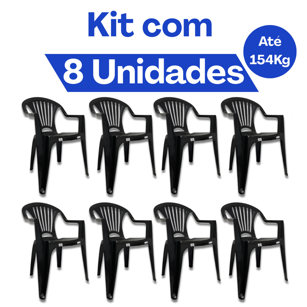 Kit Jogo De 4 Cadeiras Poltronas Vime Plástica Resistente Suporta Até 154Kg Buffet Restaurante em Oferta na Shopee