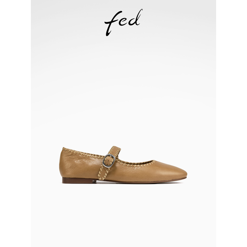 Fed francês único sapatos outono novo estilo sapatos femininos de salto baixo Mary Jane sapatos de couro genuíno sapatos