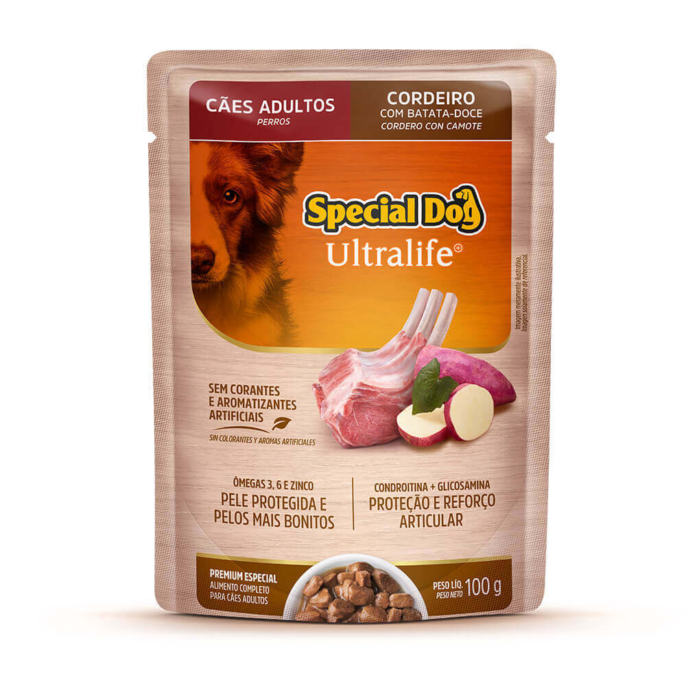 Ração Úmida Special Dog Ultralife Sachê Cães Adultos Sabor Cordeiro 100g