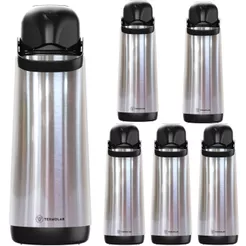 kit 6 Garrafa Térmica Café Leite Chá 1,8 Litros com Ampola de Vidro e Aço Inox Termolar