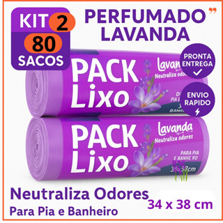 Saco de Lixo Perfumado | Kit 2 com 80 Sacos | Para Pia e Banheiro | 34x38cm | Lavanda em Oferta na Shopee