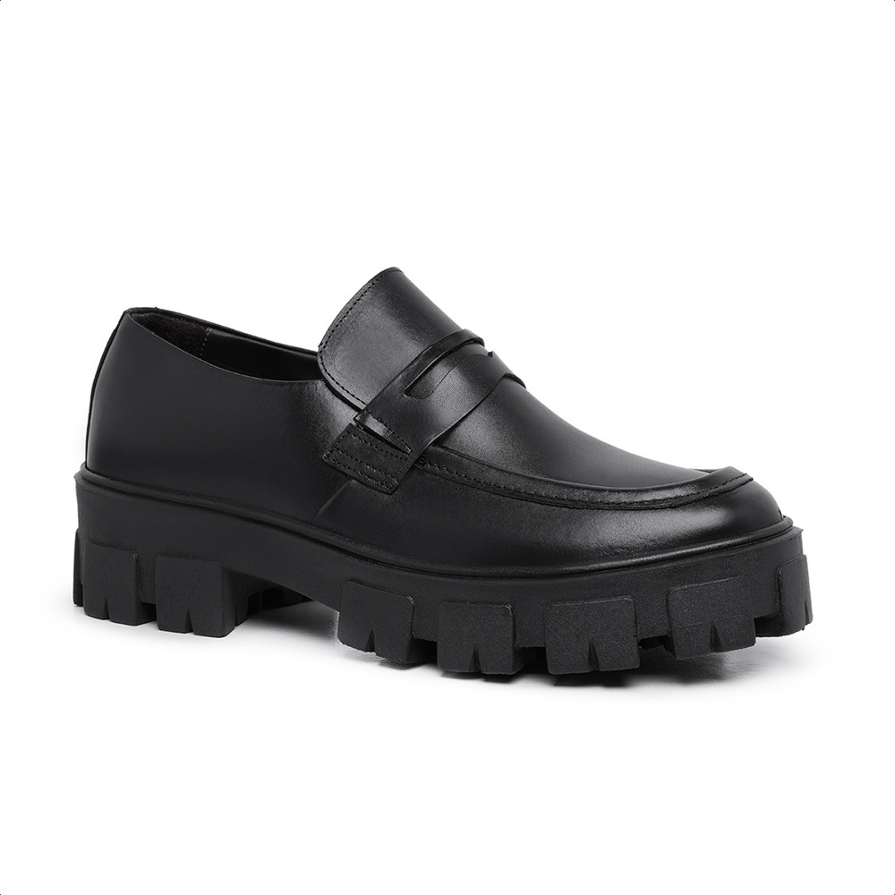 Sapato Masculino Preto Mocassim Malbork Solado Tratorado 4018P