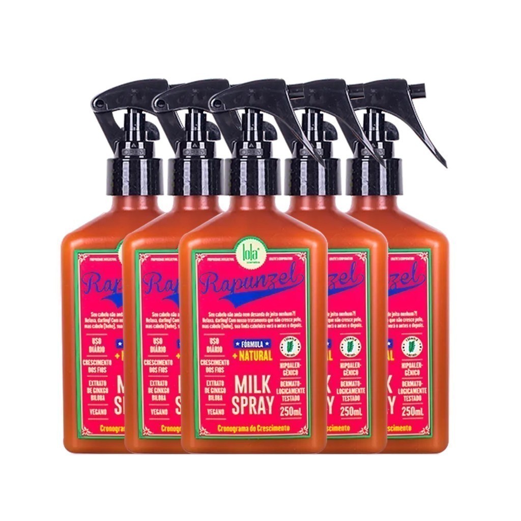 Kit Com 5 Leave-In Lola Cosmetics  Rapunzel Milk Spray  250ml - Lola Cosmetics