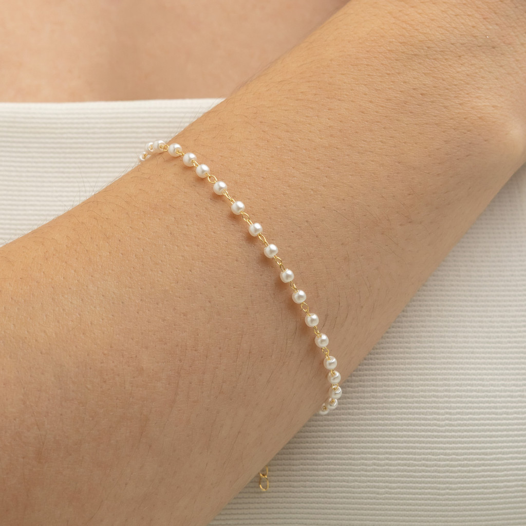 Pulseira com Pérolas Banhada a Ouro 18K - D France Semijóias