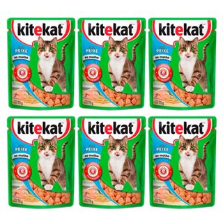 Kit 6 Ração Úmida para Gatos KiteKat Adulto Sabor Peixe ao Molho em Sachê 70g em Oferta na Shopee