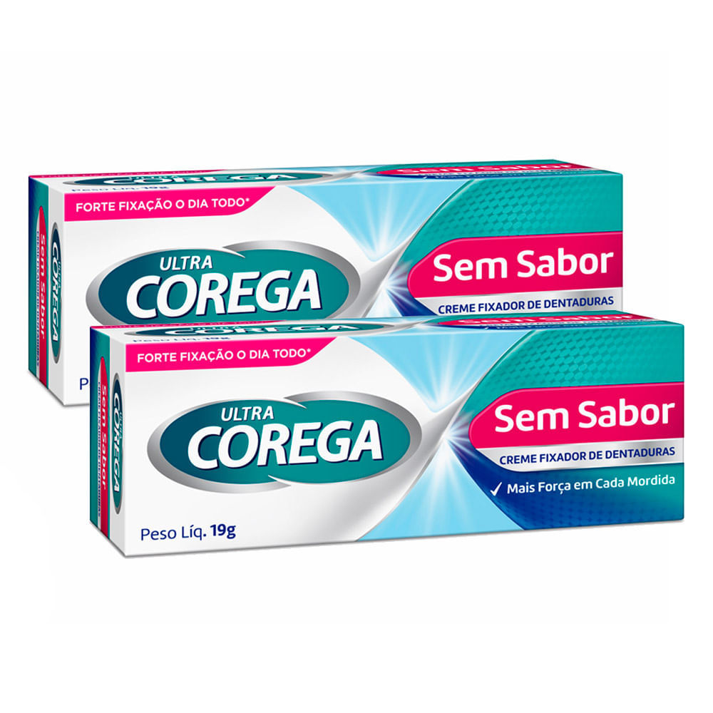 Kit 2 Corega Ultra Tripla Ação Fixador de Dentadura Sem Sabor 20g em Oferta na Shopee