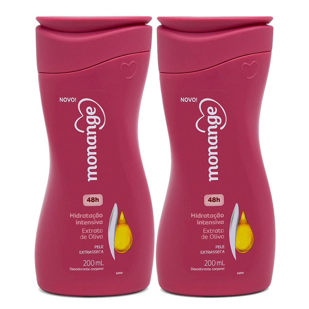 Kit 2 Hidratante Desodorante Monange Hidratação Intensiva Extrato de Oliva 200ml