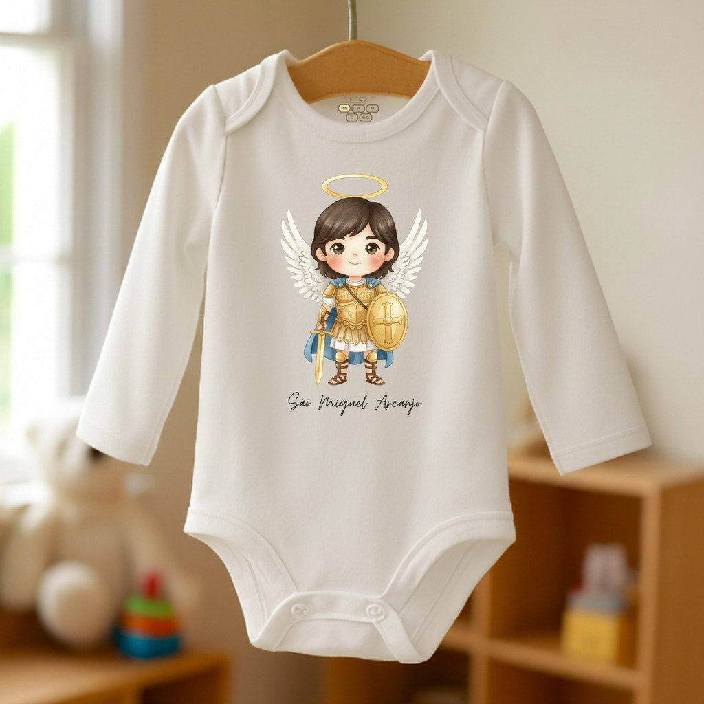 Body Bebê Anjos do Senhor Infantil Religioso Criança Macacão Católico São Miguel Rafael Gabriel em Oferta na Shopee
