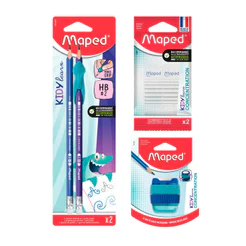 Kit escolar Maped Kidy Learn Concentration – Lápis, Borracha e Apontador