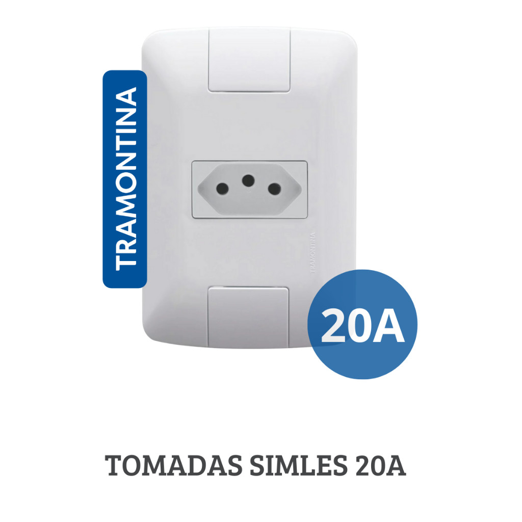 KIT 5 Conjuntos Tomada Simples 20A Tramontina Linha Aria Original