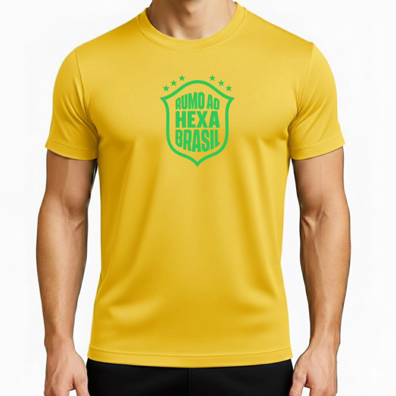 Camisa Camiseta Brasil 2026 Dry Fit Copa do Mundo Futebol Rumo ao Hexa Treino