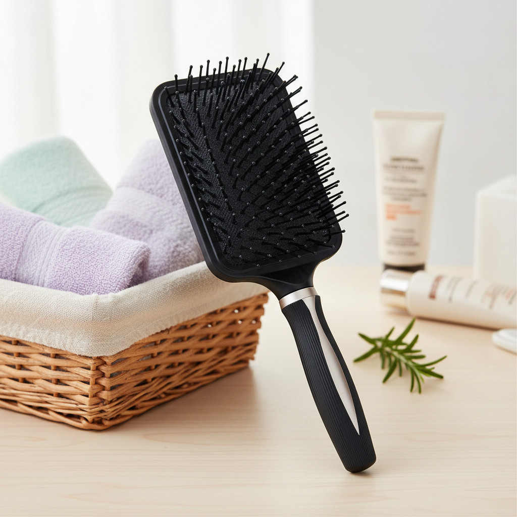 Escova De Cabeleleiro De Pentear Cabelos modelo raquete cerdas macias de silicone cabo reforçado