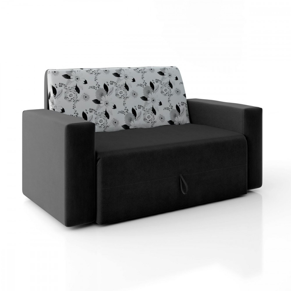 Sofá Cama Casal 5000  Veludo Preto Com Cinza Floral Mamflex em Oferta na Shopee