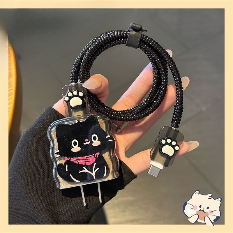 Protetor De Cabo De Gato Animal Bonito Dos Desenhos Animados Compatível Para Iphone 20W 18W Caso Carregador Organizadore
