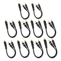 KIT 10 CABO Y RCA PRETO 1F 2M PERMAK OURO PARA SOM AUTOMOTIVO