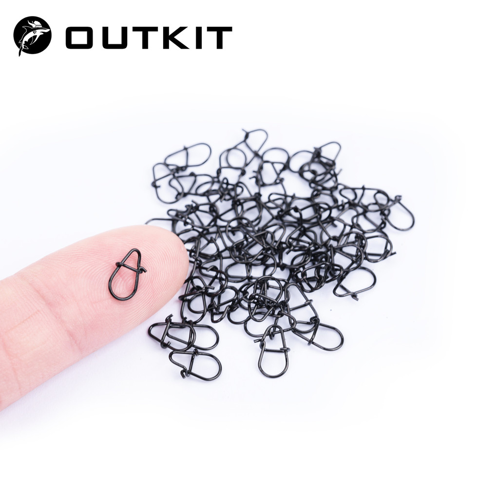 OUTKIT 50 Pcs Carbono Preto Pino De Aço Inoxidável Giratório Acessórios De Pesca Conector Clipe De Isca Rolando Gira Equ em Oferta na Shopee
