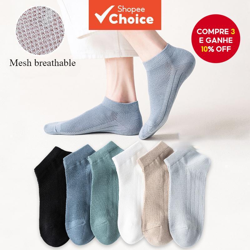 6 Pares de Meias de Algodão Respirável Unissex - Resistentes a Odor e Confortáveis