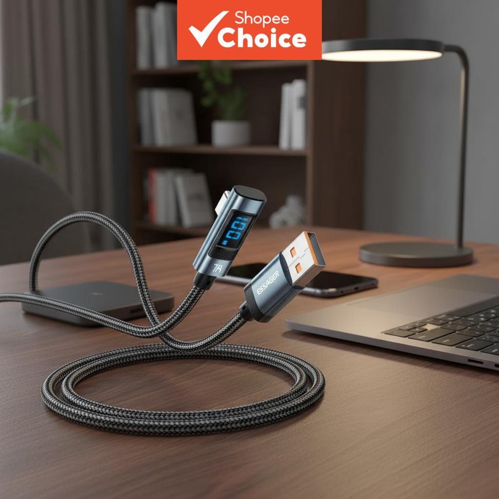 Essager 7A USB Tipo C Cabo Curvo 90 Graus 100W PD Carregamento Rápido Para HUAWEI Mate 60 Pro Oneplus Samsung Honor