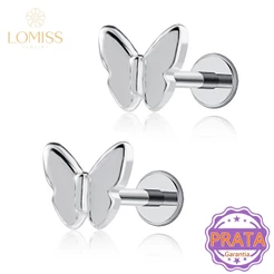 Par Piercing Labret Orelha Prata 925 Borboleta Brilhante Nariz Tragus Conch Helix Lingua Body Piercing Hipoalergênico