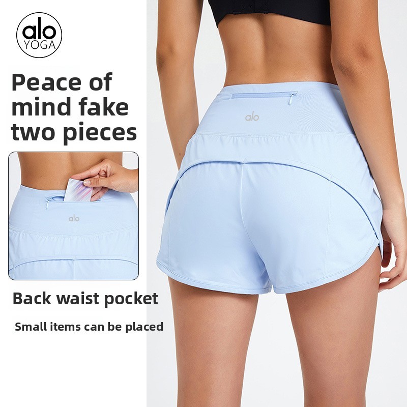 Alyoga verão novo estilo de Fitness esportes cintura alta Anti-reflexo de secagem rápida correndo Shorts esportivos femi em Oferta na Shopee