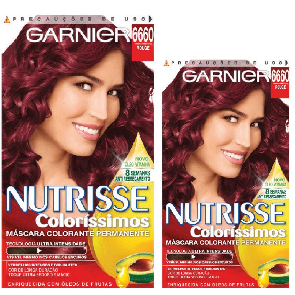 Kit 2 Tintura Creme Nutrisse Coloríssimos Garnier Rouge 6660 Kit