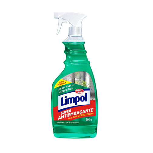 Limpa-Vidro Antiembaçante Limpol Frasco 500ml Borrifador