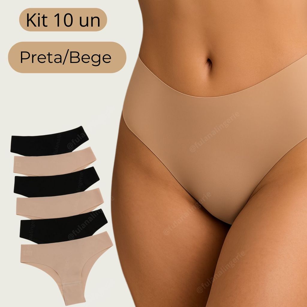 Kit 10 Calcinha Tanga Sem Costura Cores Lisa Laser Não Marca Conforto - Tanga Mamut
