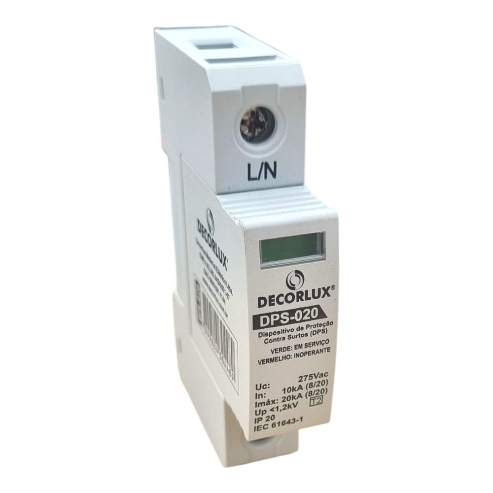 DISPOSITIVO DE PROTECAO CONTRA SURTO, PLASTICO, DPS 20KA, 1P, COR BRANCO em Oferta na Shopee