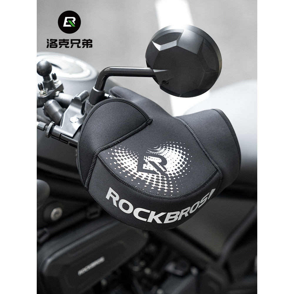 Rock irmãos inverno motocicleta luvas de proteção guiador elétrico capa mão abafado Universal à prova vento quente pilot