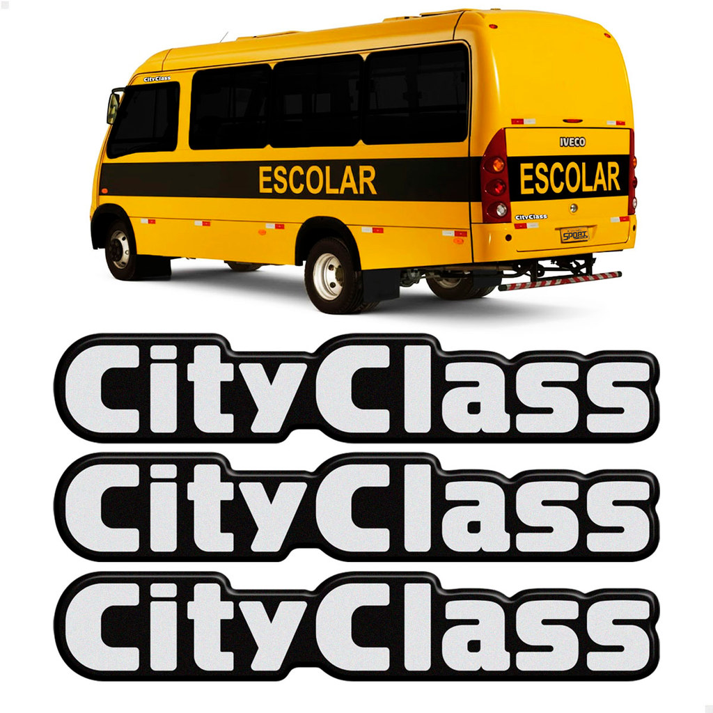 3 Adesivos Para Iveco City Class Emblema Refletivo Resinado