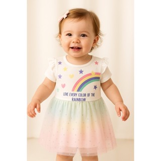 Vestido Meninas Verão Divertido com Tule Colorido Sair para Passear em Oferta na Shopee