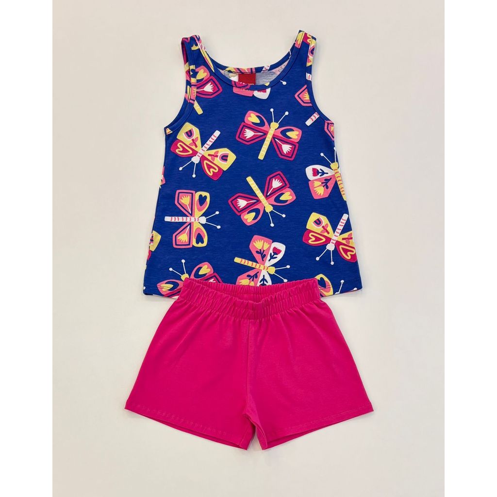 Conjunto Infantil Menina Kyly Blusa e Shorts Moletom 4 Cores Verão Moda Kids