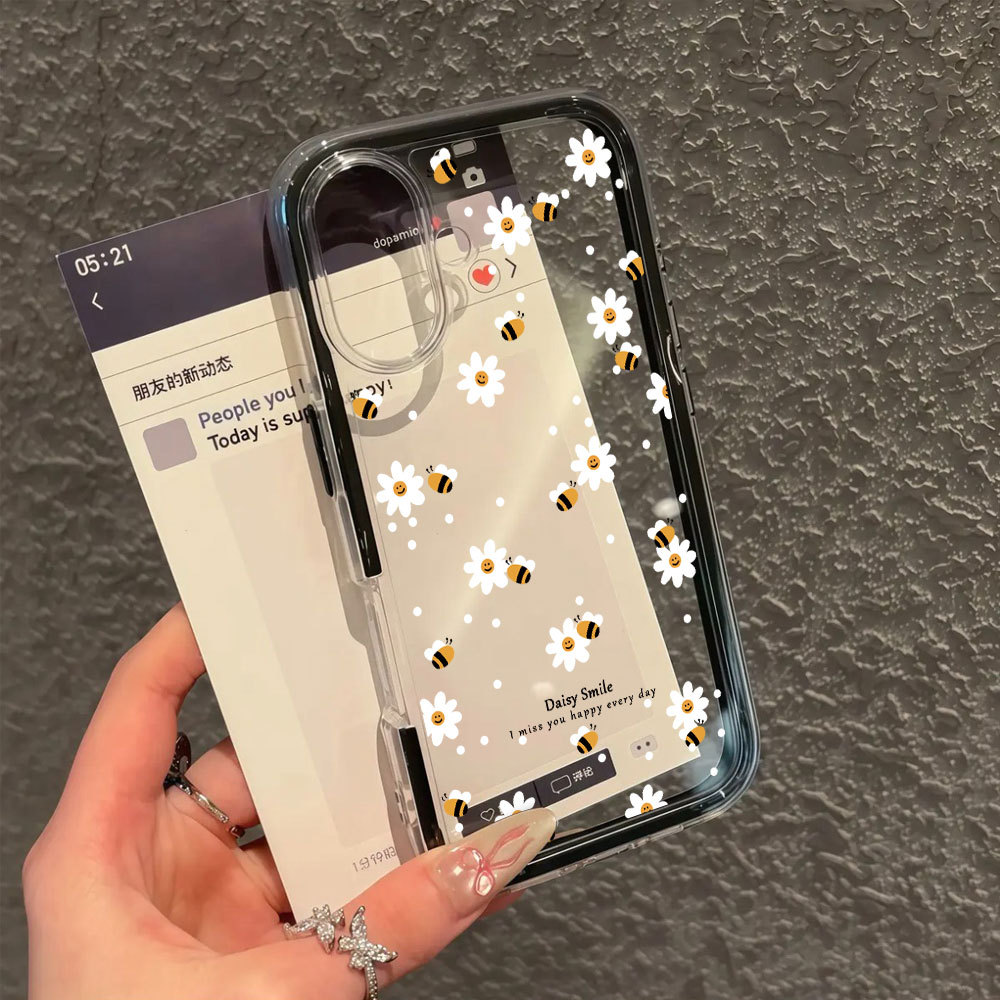 Capa Para IPhone 17 Pro Max 17Air 16 11 13 15 14 12 Xs XR Dos Desenhos Animados Abelha Margarida Macio 2-Em-1 Caso