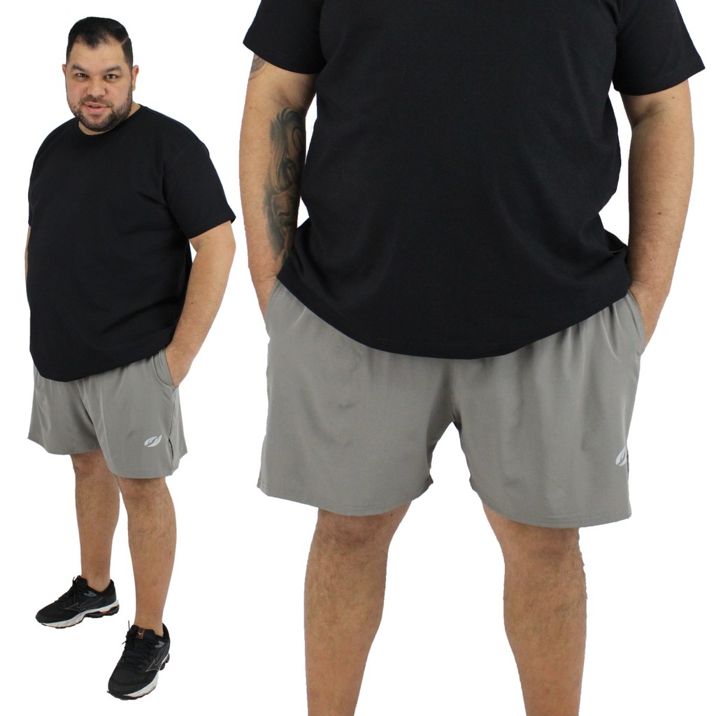 Shorts Plus Size Academia Tactel Com Elastano Corrida Praia Bermuda Bolsos Laterais Esportiva