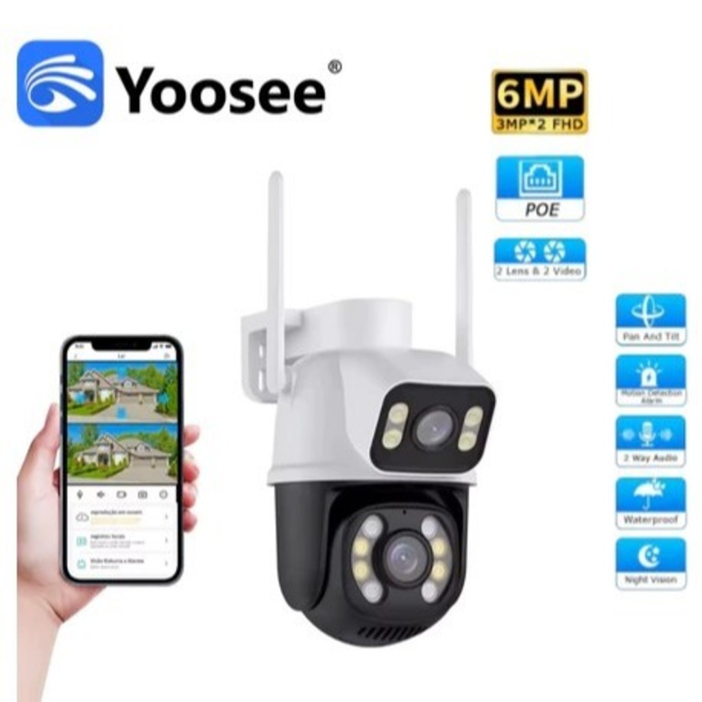 Camera Segurança A28b Lente Dupla 6mp WIFI ALEXA 2 Em 1 Visao Noturna