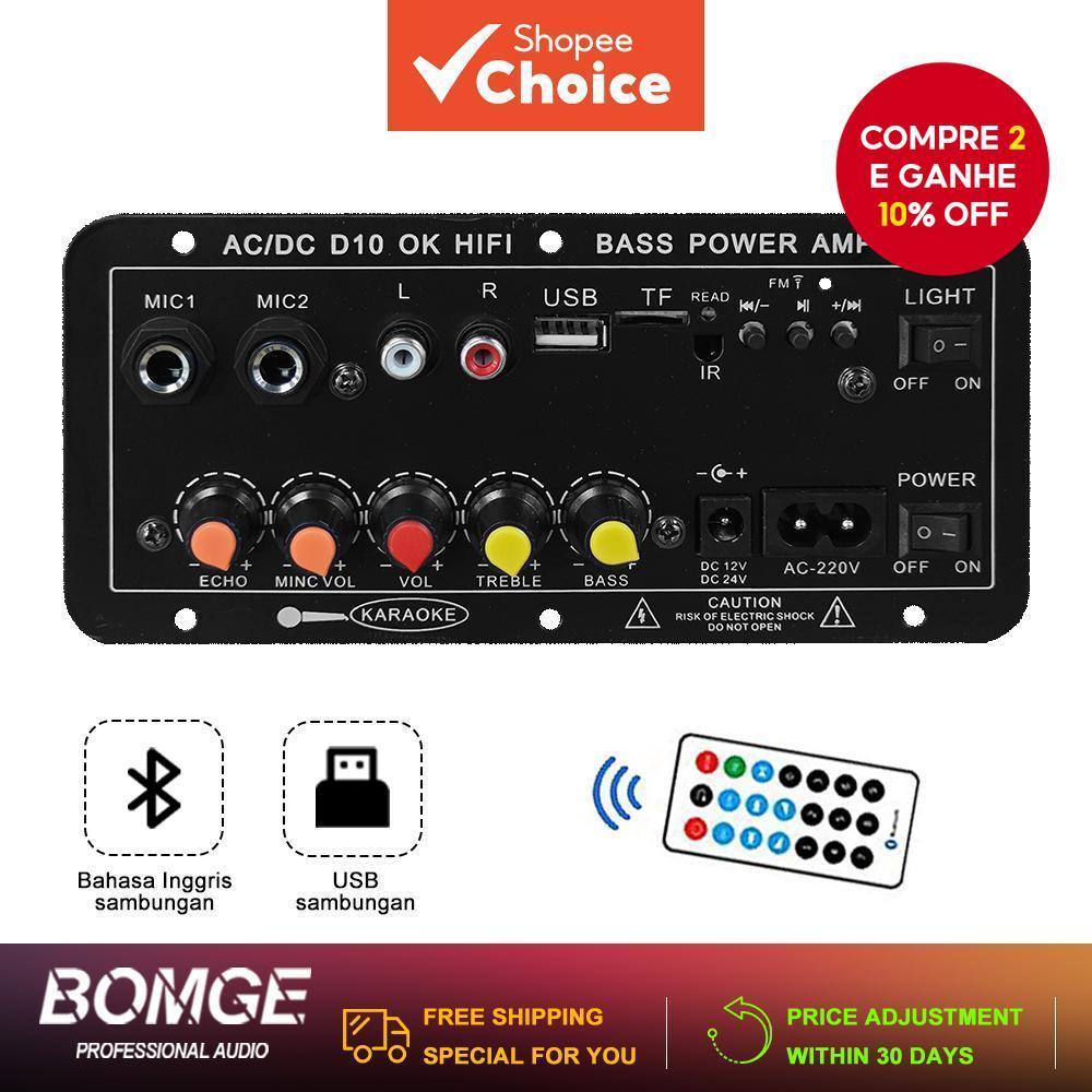 BOMGE AC 220V 12V 24V Digital Bluetooth Placa Estéreo Subwoofer Amplificadores Para Alto-Falante De 8-12 Polegada em Oferta na Shopee