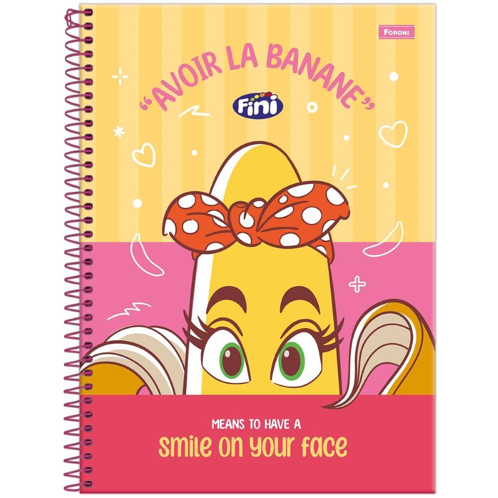 Caderno Universitário 20x27,5cm (Grande) 1 Matéria 80 Folhas c/ Aroma Fini Banana Foroni