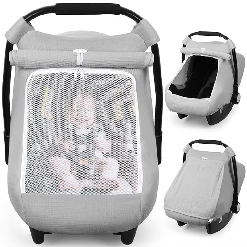 Capa de Bebê Conforto, Capota Solar, Feito de fio de algodão respirável, oferece proteção contra o sol e o pó.