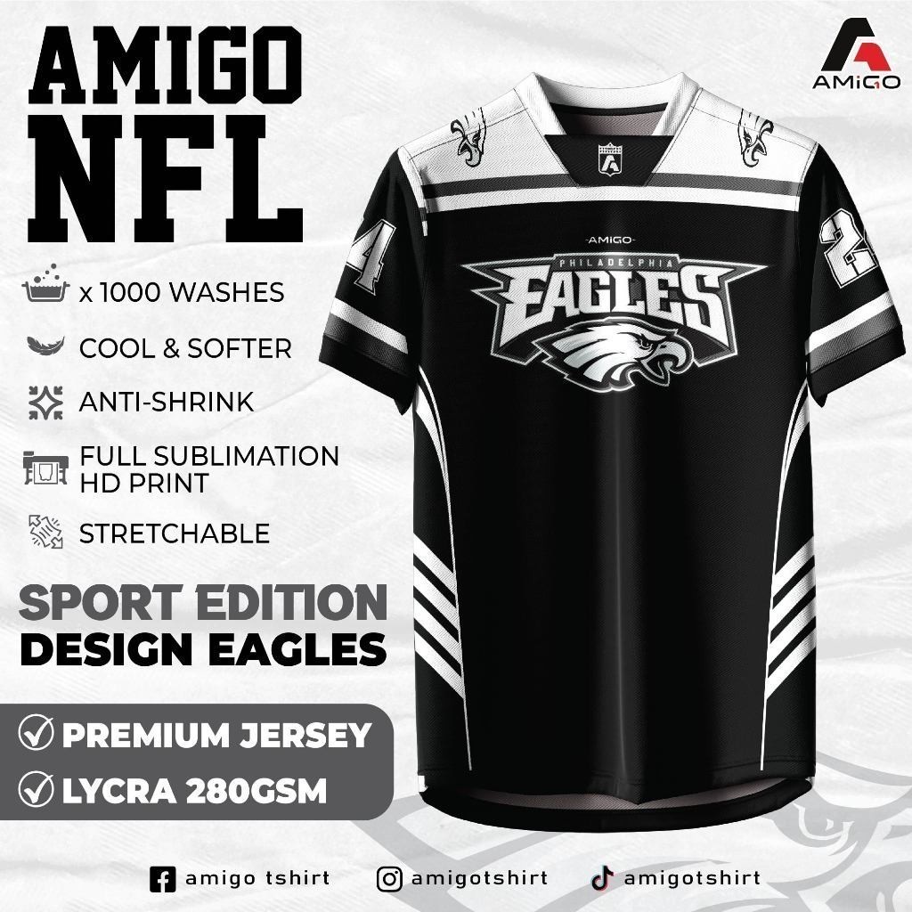 AMIGO NFL Sublimação Microfibra jersey Camiseta Design Eagles Malásia viral tiktok