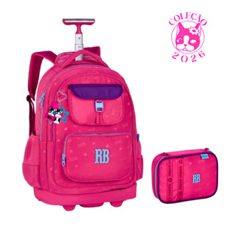 Kit Mochila de Rodinhas com Estojo Rebecca Bonbon Urban Mix Cor:Rosa em Oferta na Shopee
