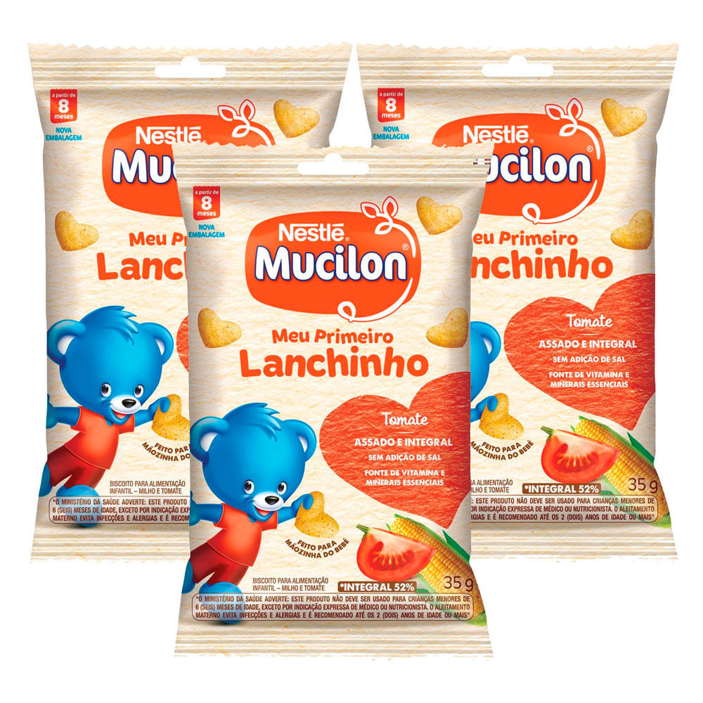 Kit 3 Biscoito Mucilon Snack Tomate 35g